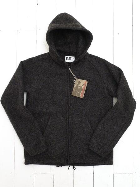 Charcoal Boiled Wool Zip Knit Hoody by Engineered Garments at The ...